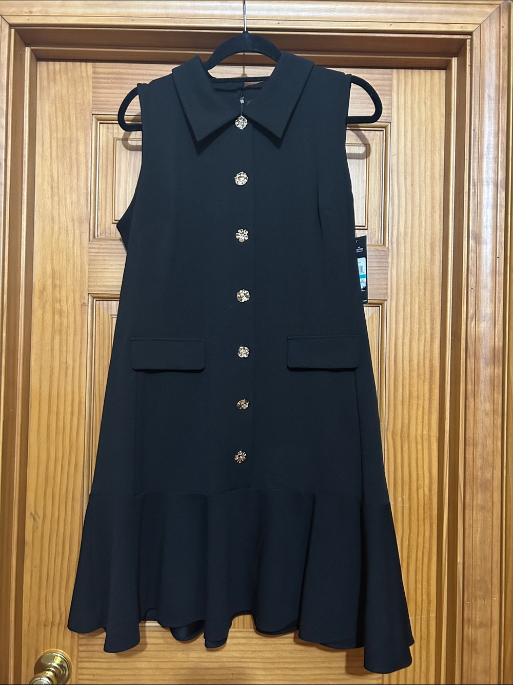 Karl Lagerfeld Black Sleeveless Button-Front Midi Dress